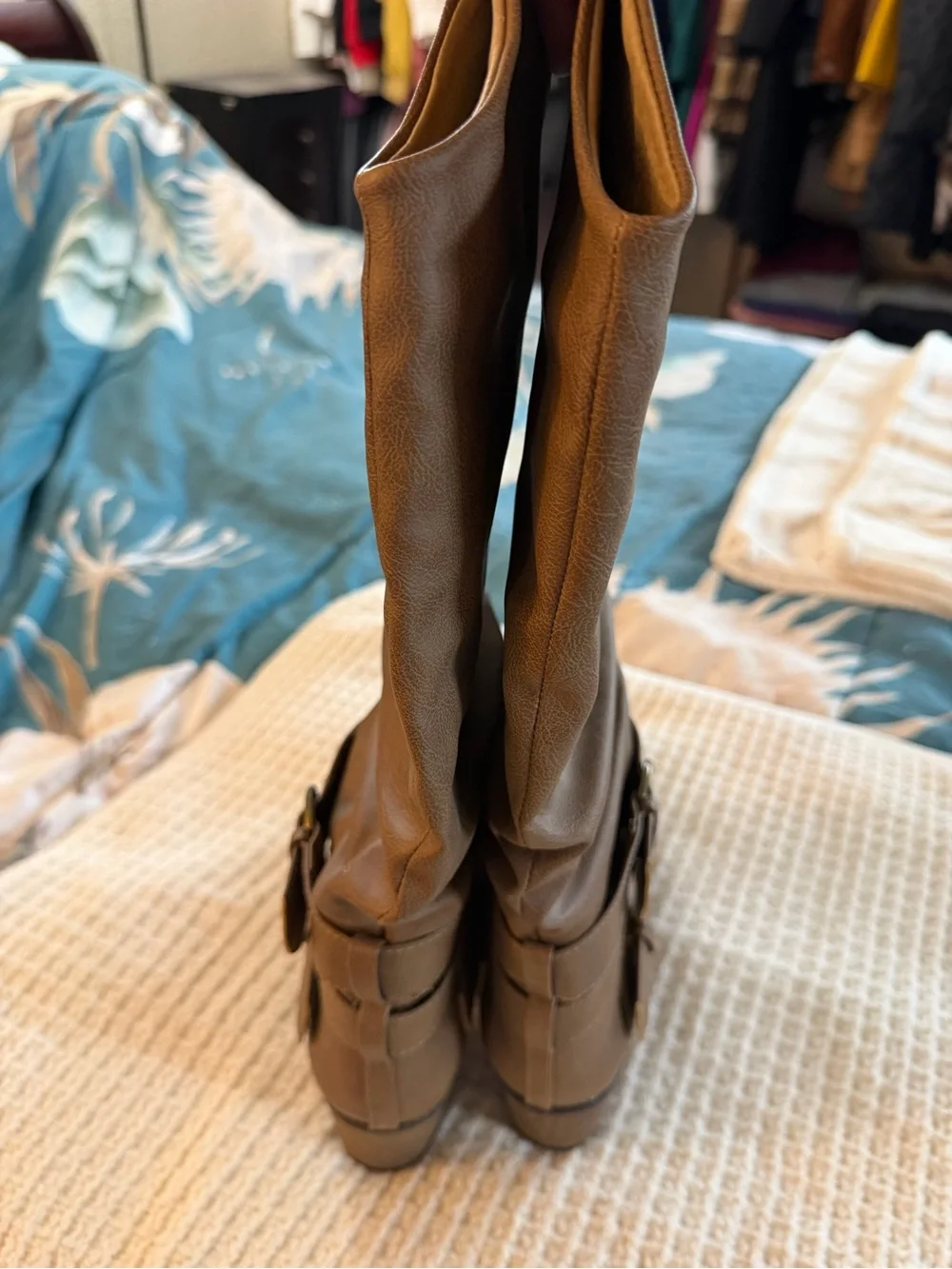 Women’s Brown Mid-Calf Buckle Boots